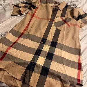 Plaid button down shirt dress